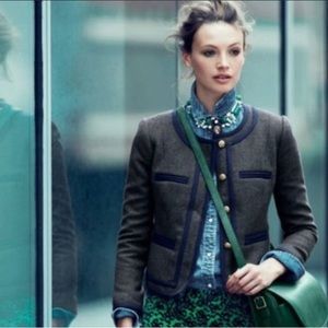 J. CREW Lady Jacket Gray Navy Gold Military 2